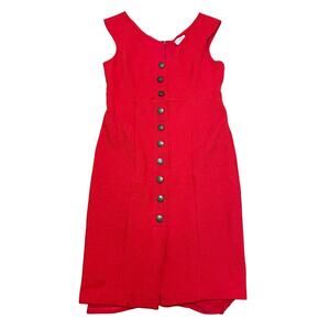 Maeve by Anthropologie Red Sleeveless Button down Quilted Textured Dress‎ Large